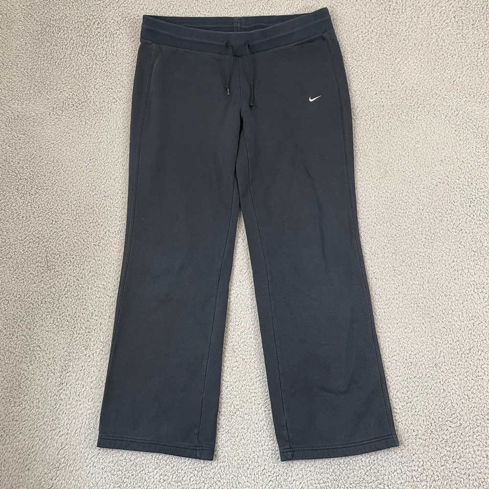 VTG Nike Wide Leg Sweatpants Women XL? Black Lounge Y2K Sportswear Stretch